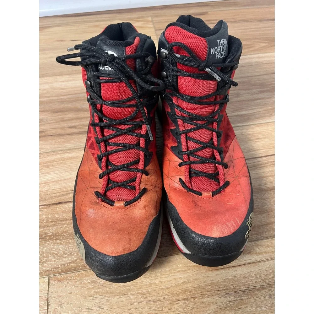 The North Face Hiking Boots Mens 12 Red Orange Gore-Tex Vibram Hiking Gorp Camp